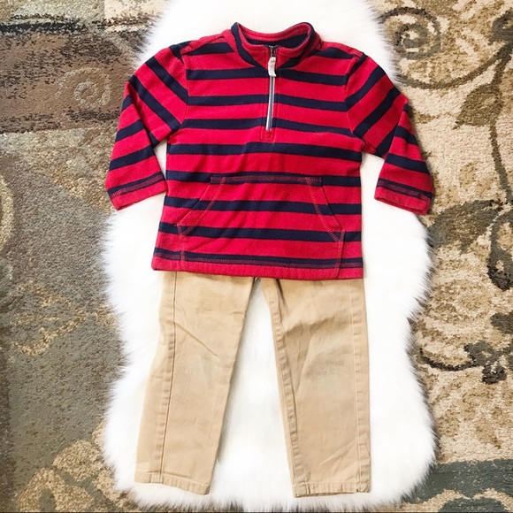 Hanna Andersson ⚜️ Striped Fleece & Khakis Set - Picture 1 of 9